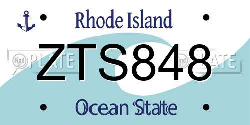 ZTS848 Rhode Island License Plate