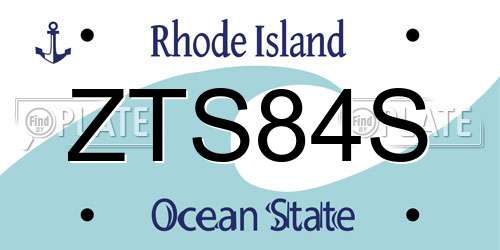 ZTS84S Rhode Island License Plate
