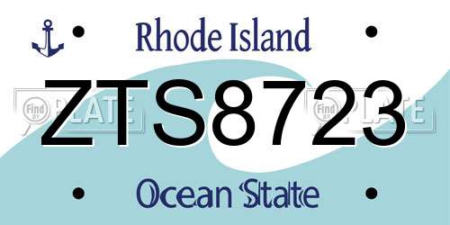 ZTS8723 Rhode Island License Plate