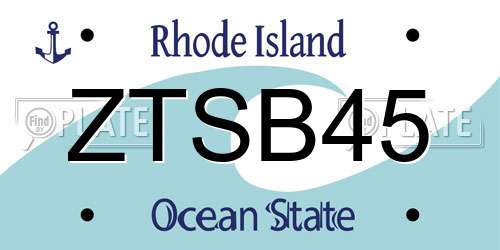 ZTSB45 Rhode Island License Plate