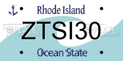 ZTSI30 Rhode Island License Plate