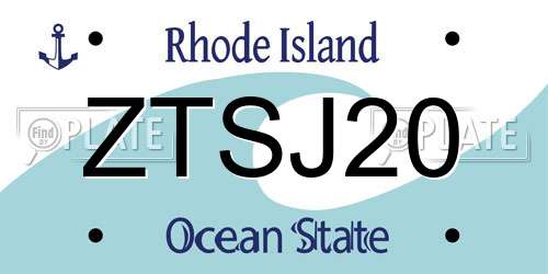 ZTSJ20 Rhode Island License Plate