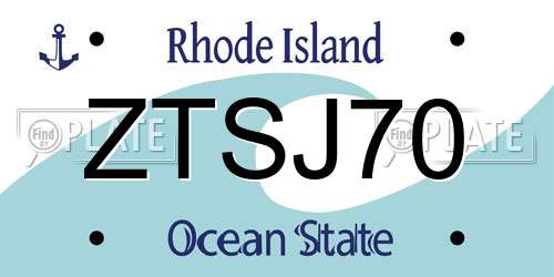 ZTSJ70 Rhode Island License Plate
