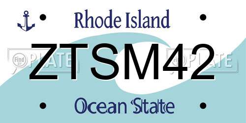 ZTSM42 Rhode Island License Plate