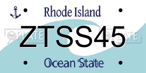 ZTSS45 Rhode Island License Plate