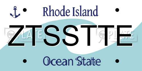 ZTSSTTE Rhode Island License Plate