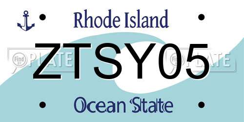 ZTSY05 Rhode Island License Plate