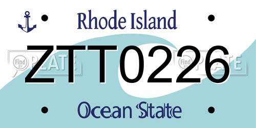 ZTT0226 Rhode Island License Plate