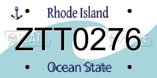 ZTT0276 Rhode Island License Plate