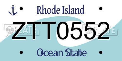 ZTT0552 Rhode Island License Plate