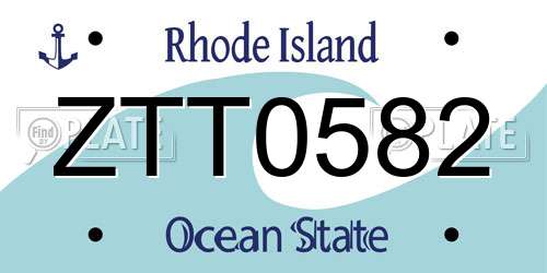 ZTT0582 Rhode Island License Plate