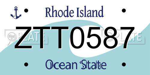 ZTT0587 Rhode Island License Plate