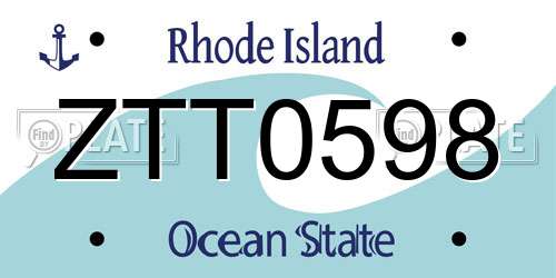 ZTT0598 Rhode Island License Plate
