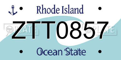 ZTT0857 Rhode Island License Plate