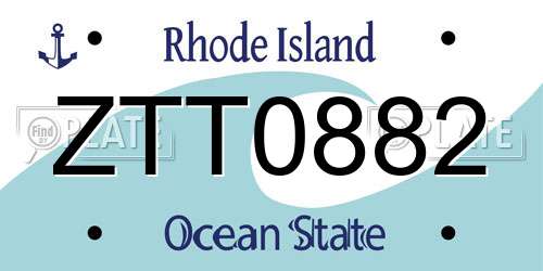ZTT0882 Rhode Island License Plate