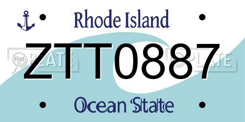 ZTT0887 Rhode Island License Plate