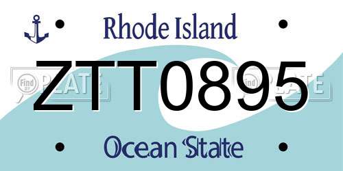 ZTT0895 Rhode Island License Plate