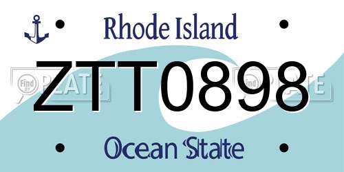 ZTT0898 Rhode Island License Plate