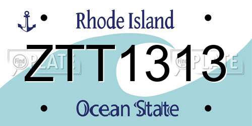 ZTT1313 Rhode Island License Plate