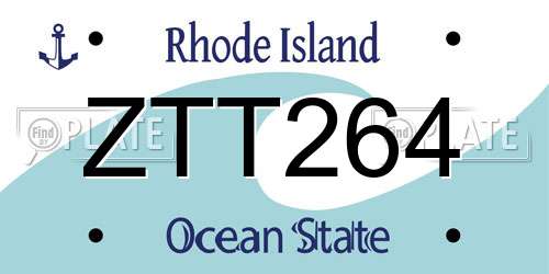 ZTT264 Rhode Island License Plate
