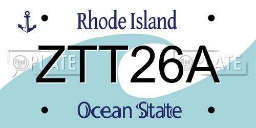 ZTT26A Rhode Island License Plate