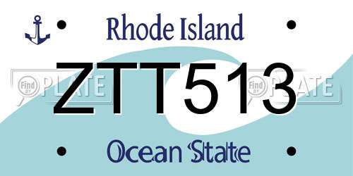 ZTT513 Rhode Island License Plate