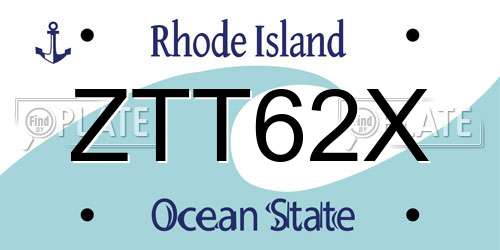 ZTT62X Rhode Island License Plate