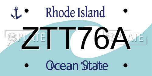 ZTT76A Rhode Island License Plate
