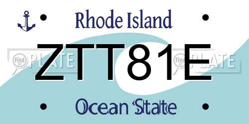 ZTT81E Rhode Island License Plate
