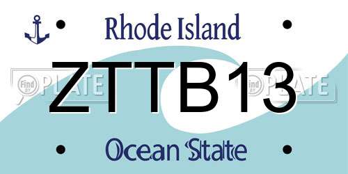 ZTTB13 Rhode Island License Plate