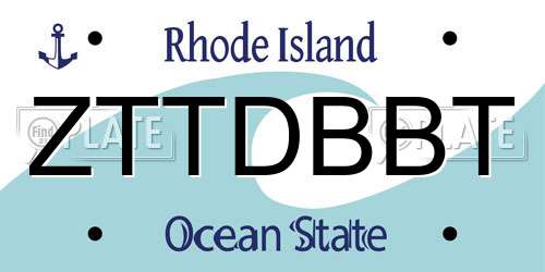 ZTTDBBT Rhode Island License Plate