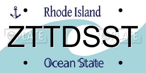 ZTTDSST Rhode Island License Plate