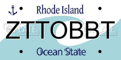 ZTTOBBT Rhode Island License Plate