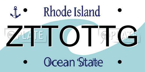 ZTTOTTG Rhode Island License Plate