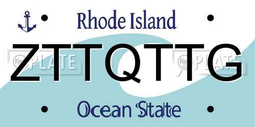 ZTTQTTG Rhode Island License Plate