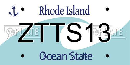 ZTTS13 Rhode Island License Plate