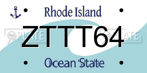 ZTTT64 Rhode Island License Plate