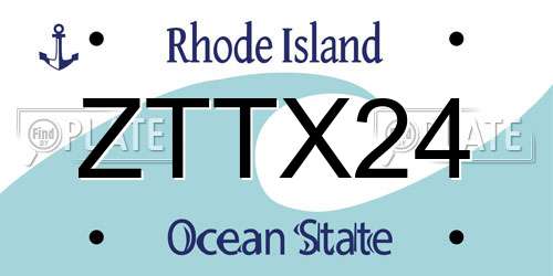 ZTTX24 Rhode Island License Plate