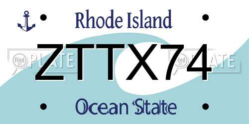 ZTTX74 Rhode Island License Plate