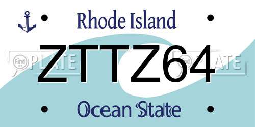 ZTTZ64 Rhode Island License Plate