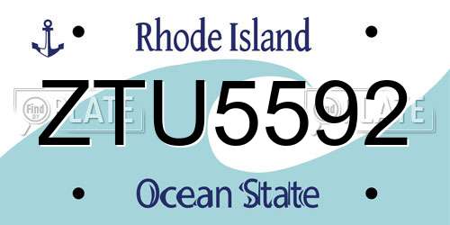 ZTU5592 Rhode Island License Plate