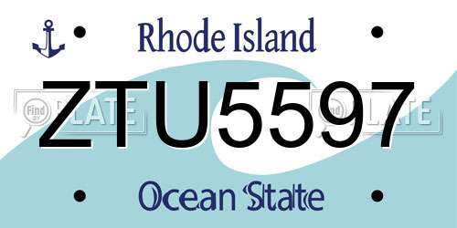 ZTU5597 Rhode Island License Plate