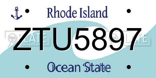 ZTU5897 Rhode Island License Plate