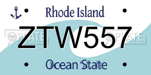 ZTW557 Rhode Island License Plate