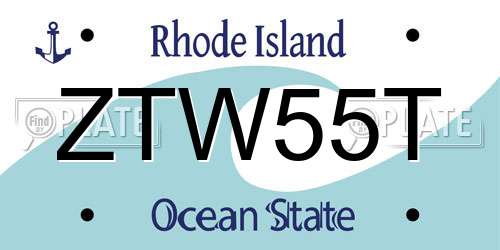 ZTW55T Rhode Island License Plate