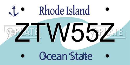 ZTW55Z Rhode Island License Plate