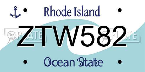 ZTW582 Rhode Island License Plate