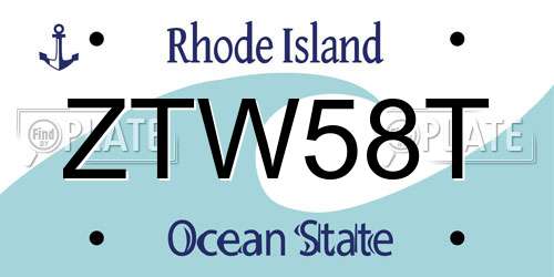 ZTW58T Rhode Island License Plate