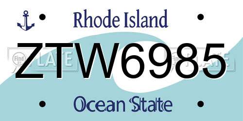 ZTW6985 Rhode Island License Plate