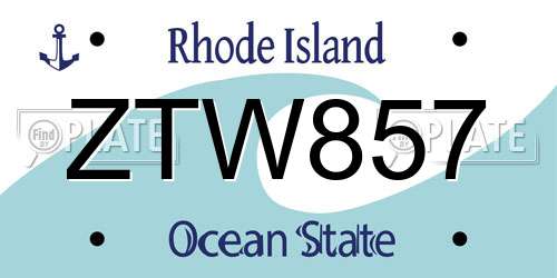 ZTW857 Rhode Island License Plate